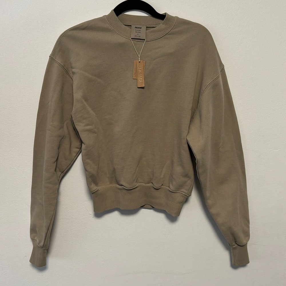 Skims The Pullover Crewneck Crop Sweatshirt